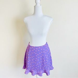 ASOS Fashion Union Purple Pink Floral Ruffle Mini Skirt
